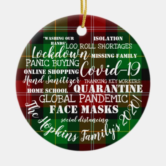 covid19 2020年の顔マスク隔離 セラミックオーナメント (正面)