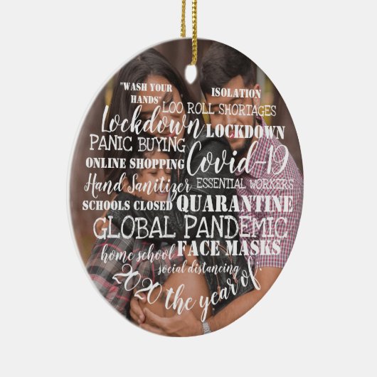 covid19 2020年顔マスクの年あなたの写真を追加 セラミックオーナメント (右)