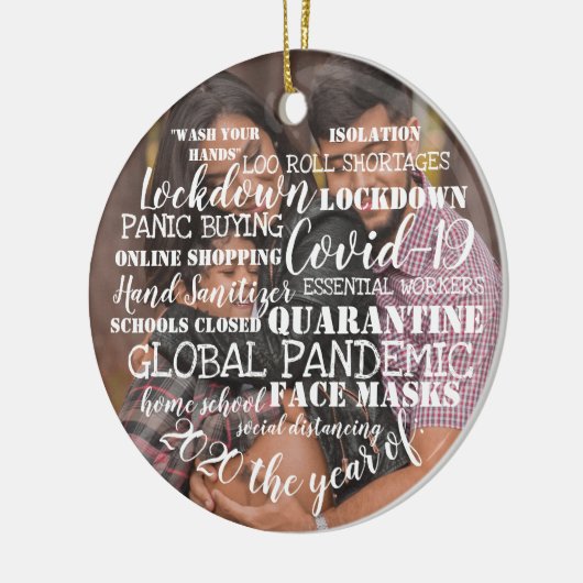 covid19 2020年顔マスクの年あなたの写真を追加 セラミックオーナメント (左)