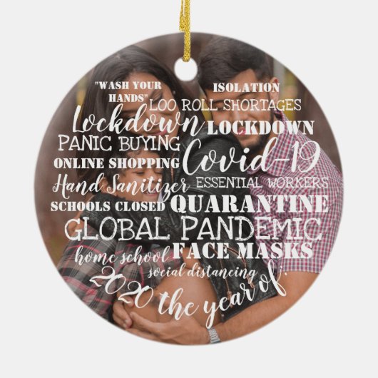 covid19 2020年顔マスクの年あなたの写真を追加 セラミックオーナメント (裏面)