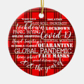 covid19 2020年顔マスクタータンチェック セラミックオーナメント (正面)