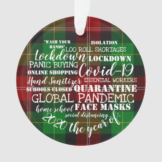 covid19 2020年顔マスク分離の年 オーナメント (正面)