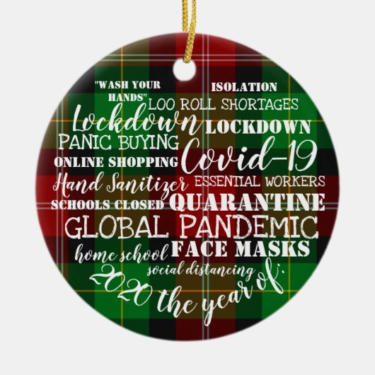 covid19 2020年顔マスク分離の年 セラミックオーナメント (正面)