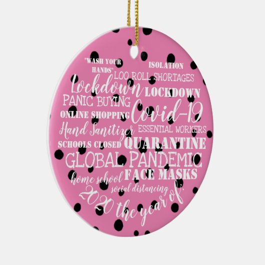 covid19 2020年顔マスク分離の年 セラミックオーナメント (右)