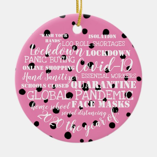 covid19 2020年顔マスク分離の年 セラミックオーナメント (正面)