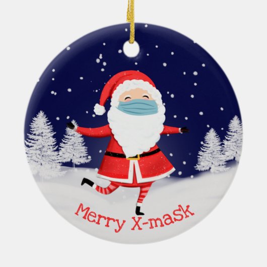 Covid19 2020年顔マスク分離クリスマス セラミックオーナメント (裏面)