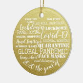 covid19 2020年顔マスク金ゴールド セラミックオーナメント (左)