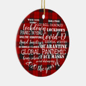 covid19 2020顔マスクの年タータンチェック セラミックオーナメント (右)