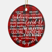 covid19 2020顔マスクの年タータンチェック セラミックオーナメント (左)