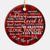 covid19 2020顔マスクの年タータンチェック セラミックオーナメント (裏面)