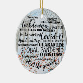 covid19 2021ワクチン接種の年の雪のクリスマスce セラミックオーナメント (右)