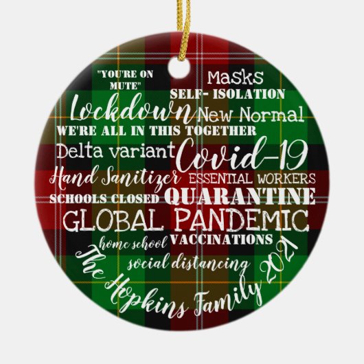 covid19 2021ワクチン接種ホームスクールの年 セラミックオーナメント (正面)
