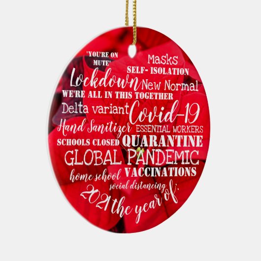 covid19 2021ワクチン接種ポインセチアcの年 セラミックオーナメント (右)