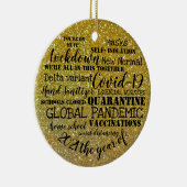 covid19 2021ワクチン接種金ゴールドグリッター年 セラミックオーナメント (右)
