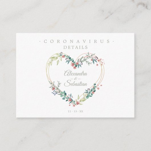 Covid19 Details Sophisticated Pink Chic Heart エンクロージャーカード (正面)