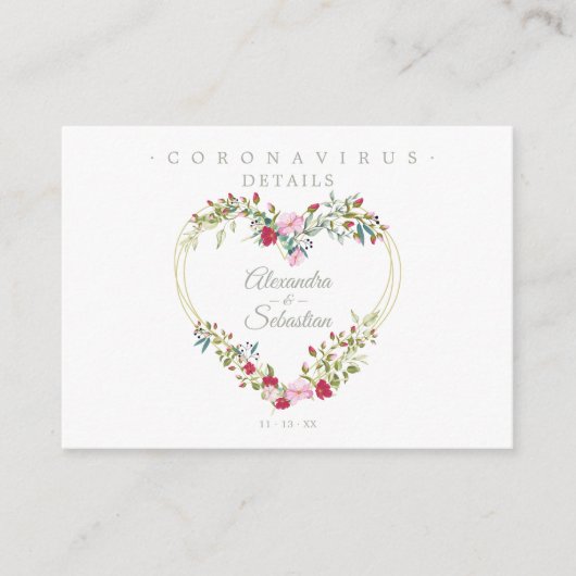 Covid19 Details Sophisticated Red Chic Heart エンクロージャーカード (正面)