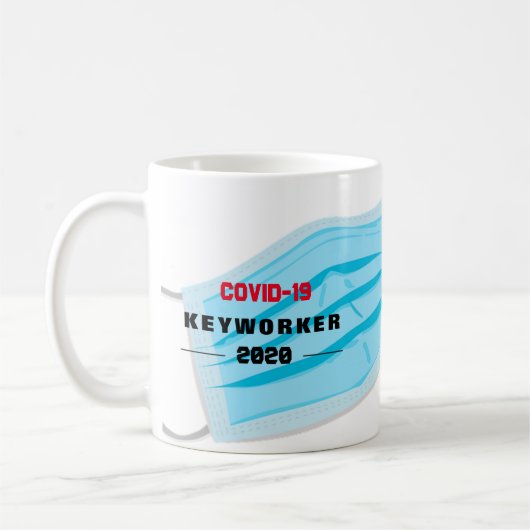 Covid19 KEYWORKER 2020カスタマイズ可能マグカップ コーヒーマグカップ (左)
