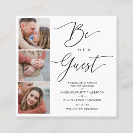 Covid19 Trendy Be our Guest Chic Romantic 3 Photos スクエア名刺