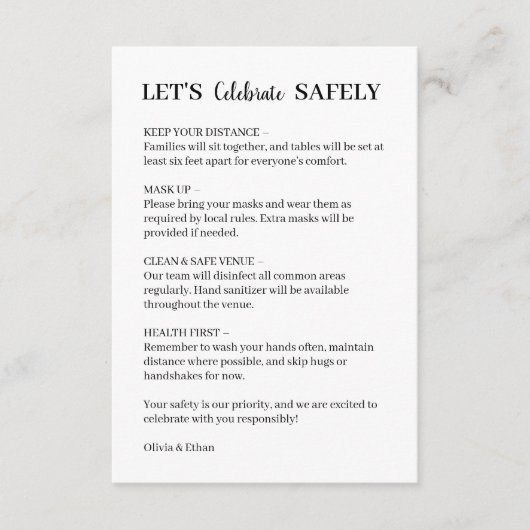 Covid 結婚式 安全 簡潔 カード (正面)
