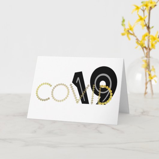 COVID 19と一緒に強力なサンキューカード カード (黄色い花)