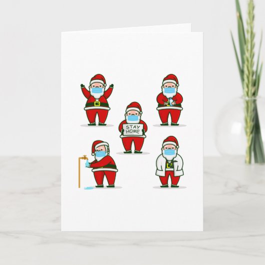 COVID-19のクリスマス フェイスマスクのサンタクロース 招待状 (正面)