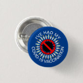 COVID-19のワクチン接種ピンを持っている 缶バッジ (正面&裏面)