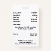 Covid 19のワクチン接種ID従業員の写真詳細 バッジ (裏面)