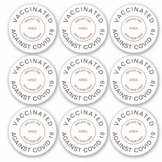 Covid 19の従業員に予防接種されたロゴ シール (正面)
