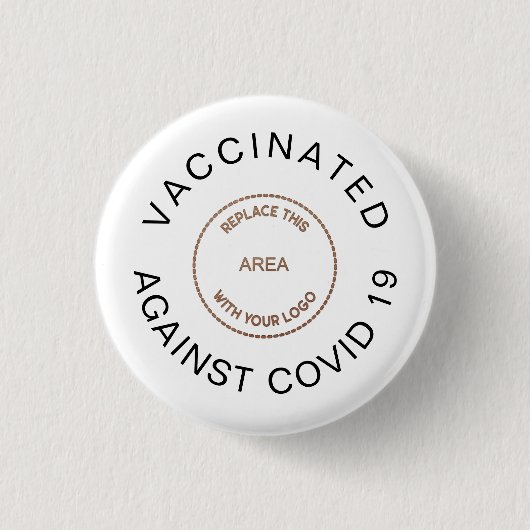 Covid 19の従業員に予防接種されたロゴ 缶バッジ (正面)