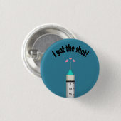 Covid 19の得ワクチンのショットおめでとう 缶バッジ (正面&裏面)