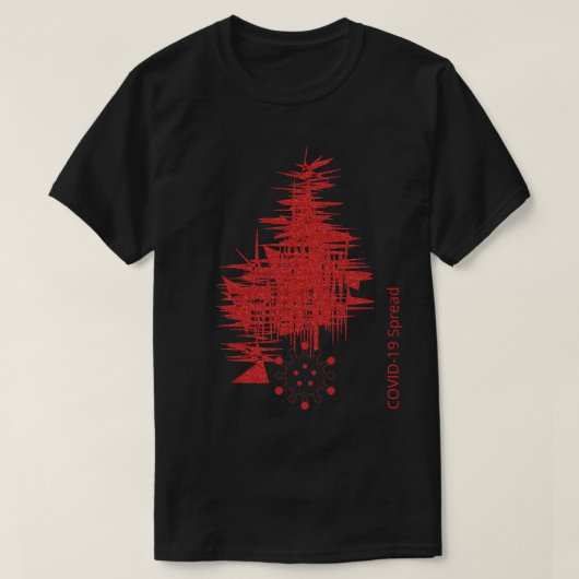 COVID-19の経験,ウイルスが赤い黒いカスタム Tシャツ (デザイン正面)