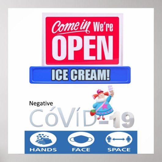 Covid 19アイスクリームストアOpen Signポスターマット ポスター (正面)