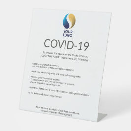 Covid-19アドバイス（会社ロゴ付き） 台座サイン