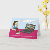 Covid 19オンラインエクササイズクラス漫画ユーモア カード (黄色い花)