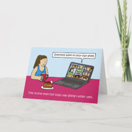 Covid 19オンラインエクササイズクラス漫画ユーモア カード
