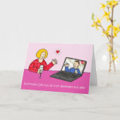 Covid 19オンラインデートすること漫画バレンタインカップル カード (黄色い花)