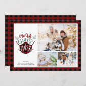 COVID-19キリストマスメリークバッファロープレイド赤写真 シーズンカード (正面/裏面)