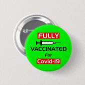 Covid 19グリーンの完全ワクチン接種 缶バッジ (正面&裏面)