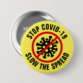 Covid 19コロナウイルスストップの拡張を遅くする 缶バッジ (正面&裏面)