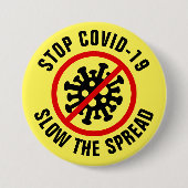 Covid 19コロナウイルスストップの拡張を遅くする 缶バッジ (正面)