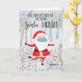 Covid-19サンタ顔マスク カード (黄色い花)