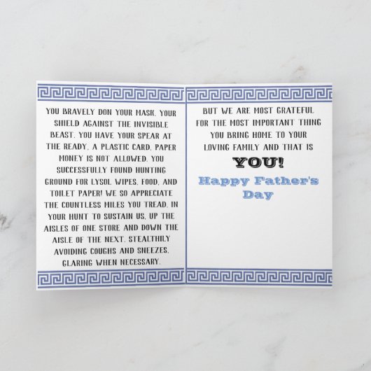 Covid-19タイムカプセルの父親のデイカード サンキューカード (内部)