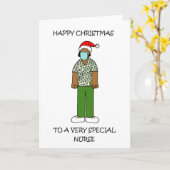 Covid 19ハッピークリスマスアフリカ系アメリカ人ナース カード (黄色い花)