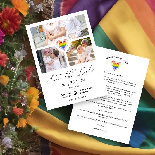 Covid 19プライドレインボーハートレズビアンゲイ3写真 セーブザデート