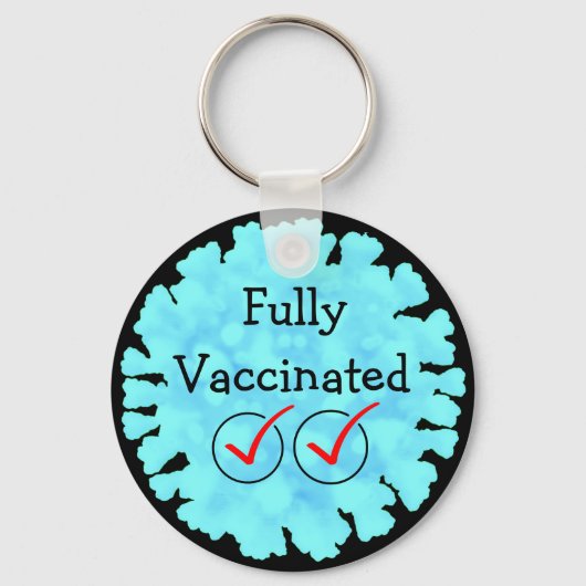 Covid 19ボタンに完全ワクチン接種 キーホルダー (正面)