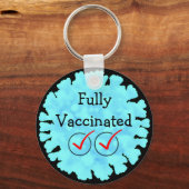 Covid 19ボタンに完全ワクチン接種 キーホルダー (正面)