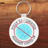 Covid 19ボタンに完全ワクチン接種 キーホルダー (正面)