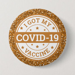 Covid-19ワクチン接種済み ゴールドラメ 缶バッジ