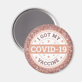 COVID-19ワクチン接種済み ローズゴールド マグネット (正面/裏面)
