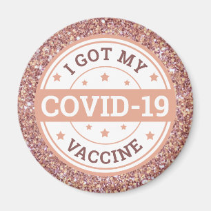 COVID-19ワクチン接種済み ローズゴールド マグネット